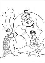 coloriage Aladin assis avec son genie